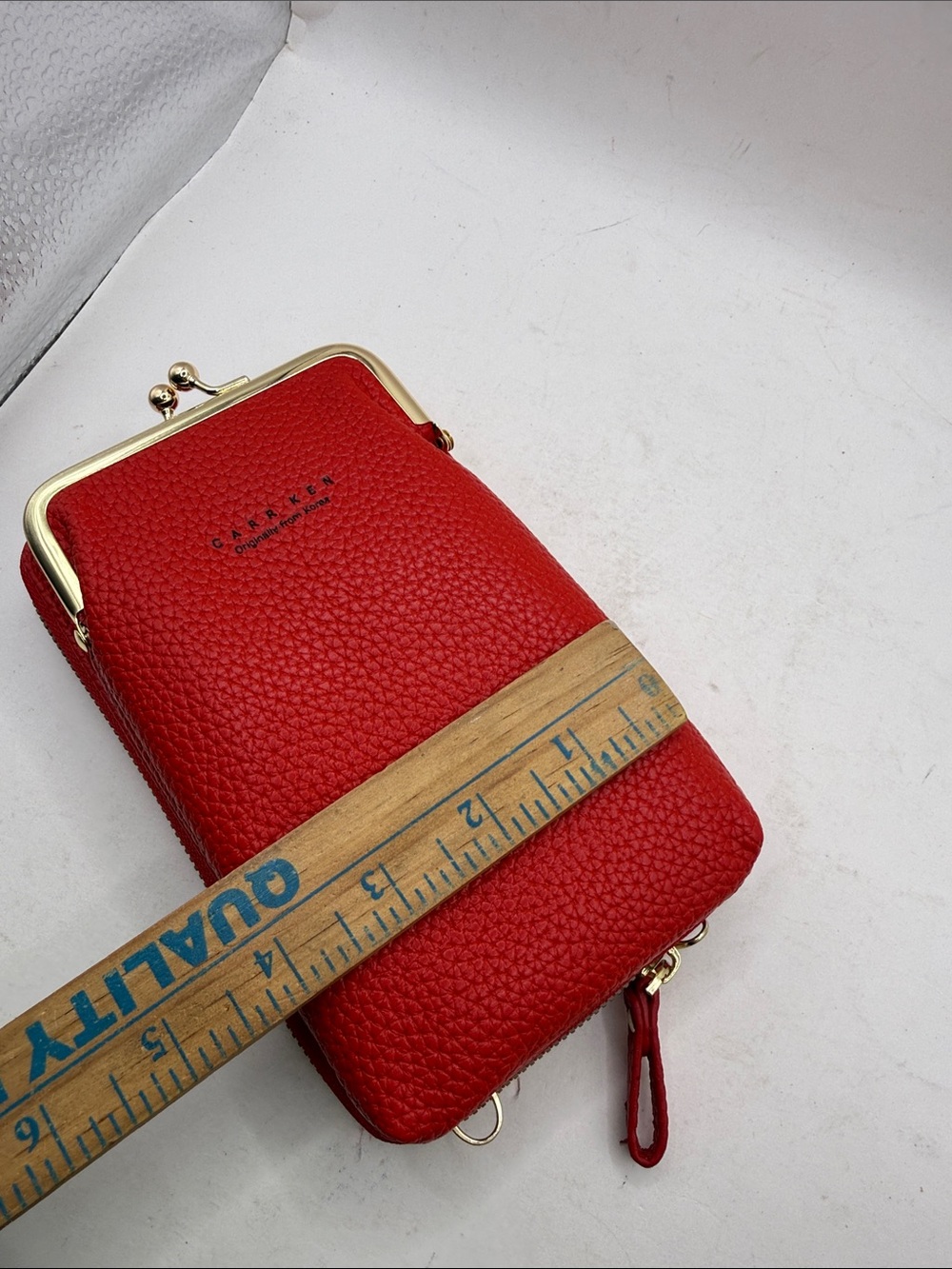 NWOT Carr Ken Crossbody Purse Bag Wallet Clutch Phone Red Kiss Lock Convertible - Picture 8 of 13